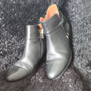 PIKOLINOS Black Ankle Boots with Bold Orange Interior